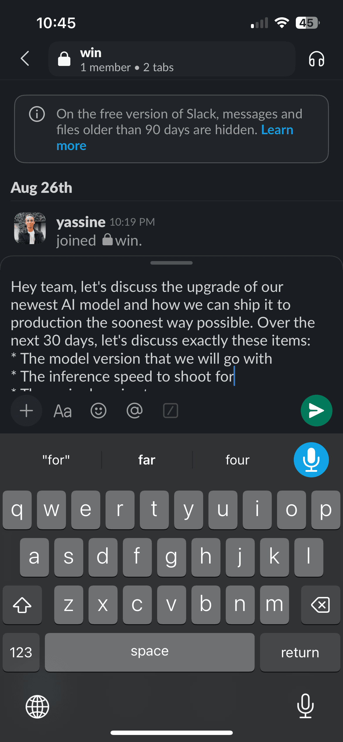 Dictation in Slack